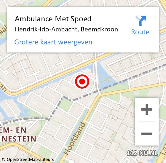 Locatie op kaart van de 112 melding: Ambulance Met Spoed Naar Hendrik-Ido-Ambacht, Beemdkroon op 11 juli 2021 20:26