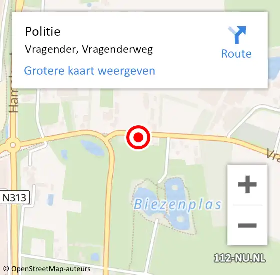 Locatie op kaart van de 112 melding: Politie Vragender, Vragenderweg op 11 juli 2021 20:37