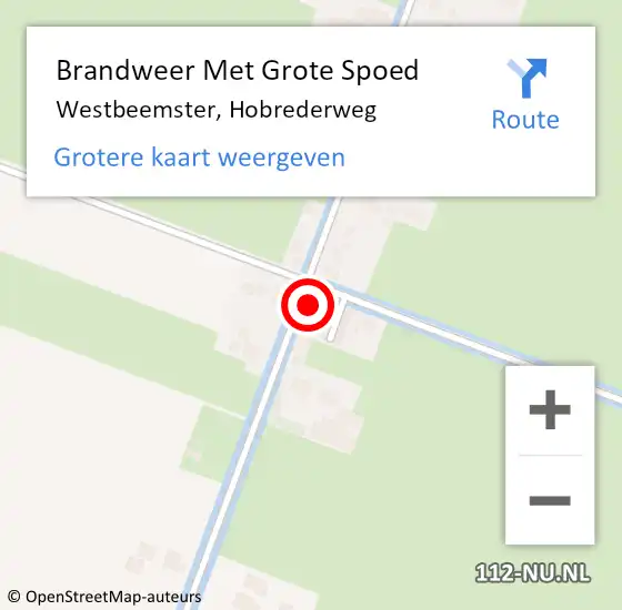 Locatie op kaart van de 112 melding: Brandweer Met Grote Spoed Naar Westbeemster, Hobrederweg op 11 juli 2021 20:46