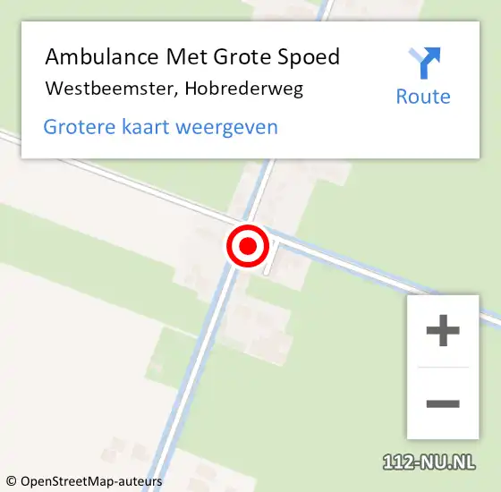 Locatie op kaart van de 112 melding: Ambulance Met Grote Spoed Naar Westbeemster, Hobrederweg op 11 juli 2021 20:47