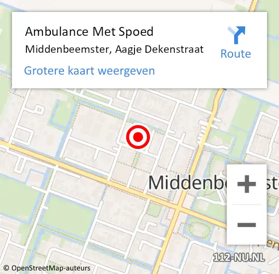 Locatie op kaart van de 112 melding: Ambulance Met Spoed Naar Middenbeemster, Aagje Dekenstraat op 11 juli 2021 21:14