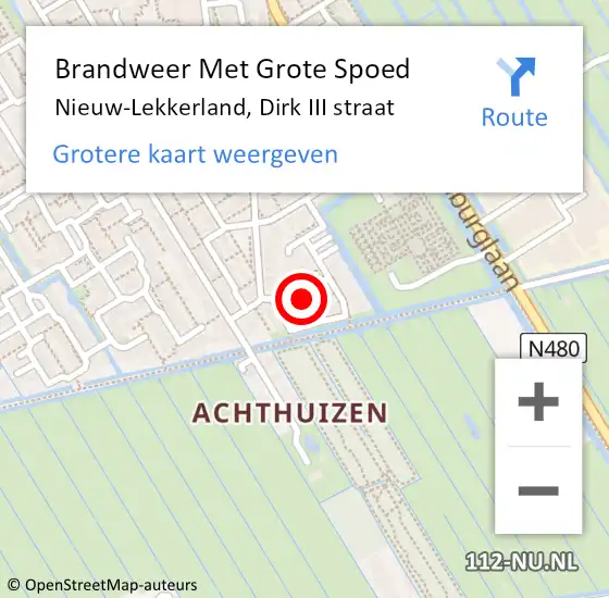 Locatie op kaart van de 112 melding: Brandweer Met Grote Spoed Naar Nieuw-Lekkerland, Dirk III straat op 11 juli 2021 21:14