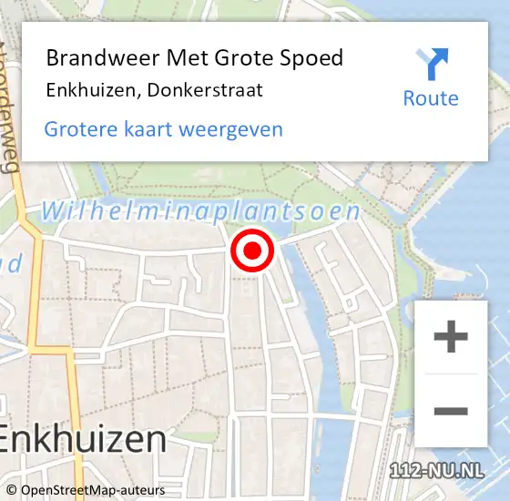 Locatie op kaart van de 112 melding: Brandweer Met Grote Spoed Naar Enkhuizen, Donkerstraat op 11 juli 2021 21:14