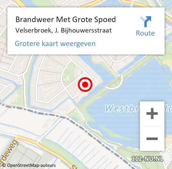 Locatie op kaart van de 112 melding: Brandweer Met Grote Spoed Naar Velserbroek, J. Bijhouwersstraat op 11 juli 2021 21:17