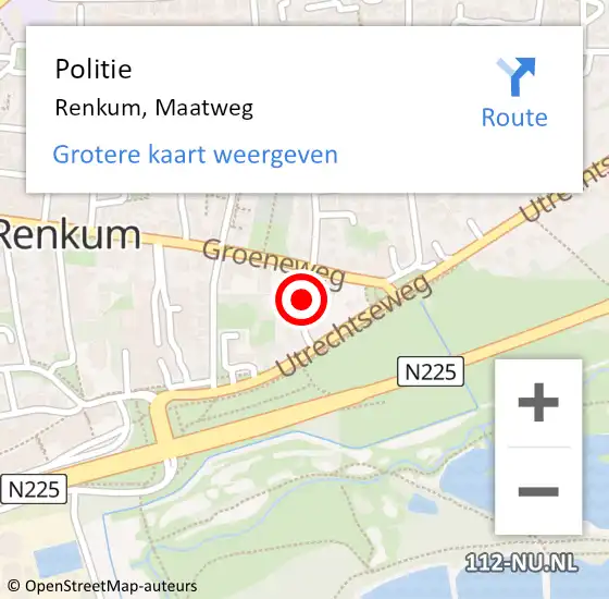 Locatie op kaart van de 112 melding: Politie Renkum, Maatweg op 11 juli 2021 21:17