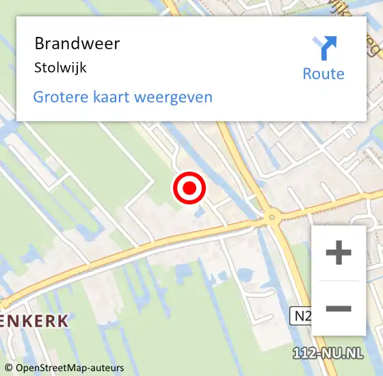 Locatie op kaart van de 112 melding: Brandweer Stolwijk op 11 juli 2021 21:26