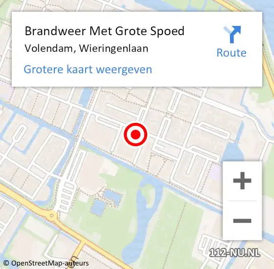 Locatie op kaart van de 112 melding: Brandweer Met Grote Spoed Naar Volendam, Wieringenlaan op 11 juli 2021 21:44