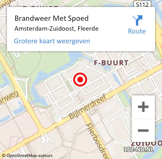 Locatie op kaart van de 112 melding: Brandweer Met Spoed Naar Amsterdam-Zuidoost, Fleerde op 11 juli 2021 21:45