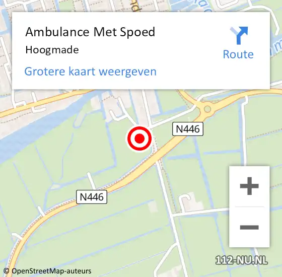 Locatie op kaart van de 112 melding: Ambulance Met Spoed Naar Hoogmade op 11 juli 2021 21:59