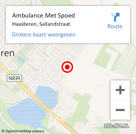 Locatie op kaart van de 112 melding: Ambulance Met Spoed Naar Haalderen, Sallandstraat op 11 juli 2021 22:00