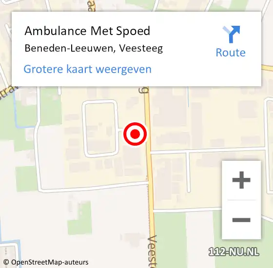 Locatie op kaart van de 112 melding: Ambulance Met Spoed Naar Beneden-Leeuwen, Veesteeg op 11 juli 2021 22:03