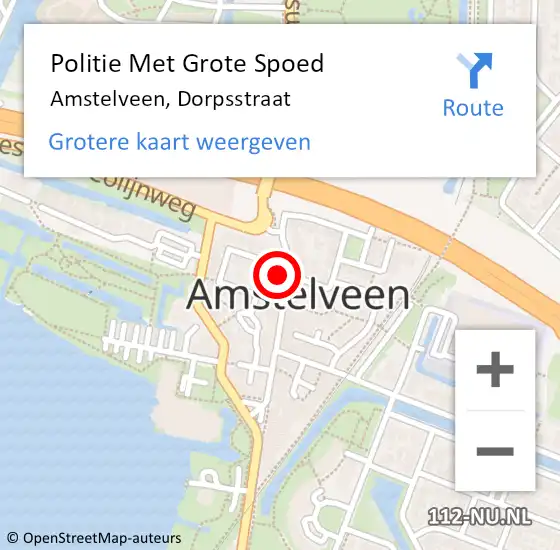 Locatie op kaart van de 112 melding: Politie Met Grote Spoed Naar Amstelveen, Dorpsstraat op 11 juli 2021 23:39