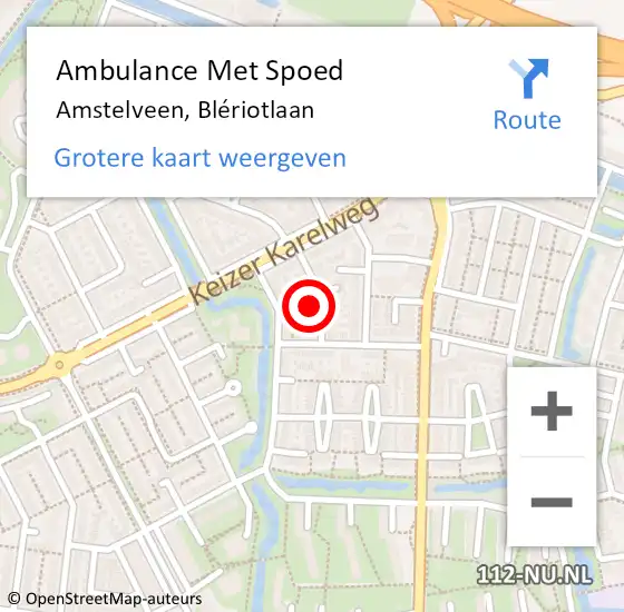 Locatie op kaart van de 112 melding: Ambulance Met Spoed Naar Amstelveen, Blériotlaan op 11 juli 2021 23:50