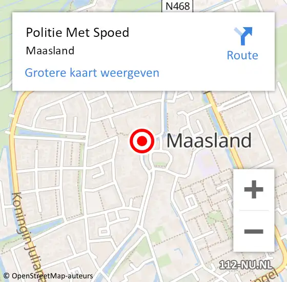 Locatie op kaart van de 112 melding: Politie Met Spoed Naar Maasland op 11 juli 2021 23:55