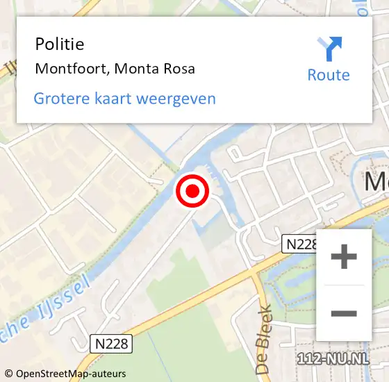 Locatie op kaart van de 112 melding: Politie Montfoort, Monta Rosa op 11 juli 2021 23:57