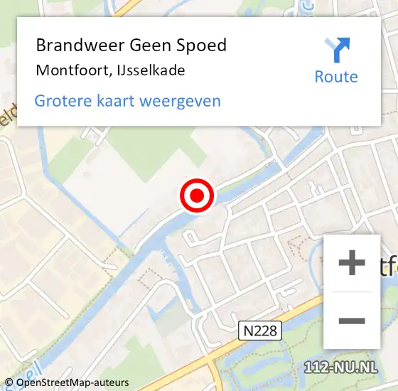 Locatie op kaart van de 112 melding: Brandweer Geen Spoed Naar Montfoort, IJsselkade op 12 juli 2021 00:02