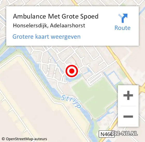 Locatie op kaart van de 112 melding: Ambulance Met Grote Spoed Naar Honselersdijk, Adelaarshorst op 12 juli 2021 00:19