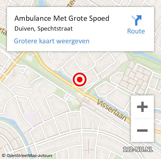 Locatie op kaart van de 112 melding: Ambulance Met Grote Spoed Naar Duiven, Spechtstraat op 12 juli 2021 00:20