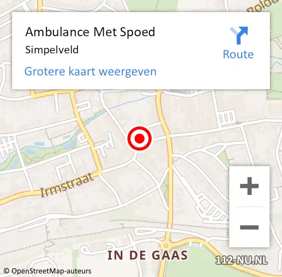 Locatie op kaart van de 112 melding: Ambulance Met Spoed Naar Simpelveld op 16 juni 2014 09:16