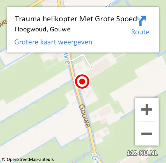 Locatie op kaart van de 112 melding: Trauma helikopter Met Grote Spoed Naar Hoogwoud, Gouwe op 12 juli 2021 00:33