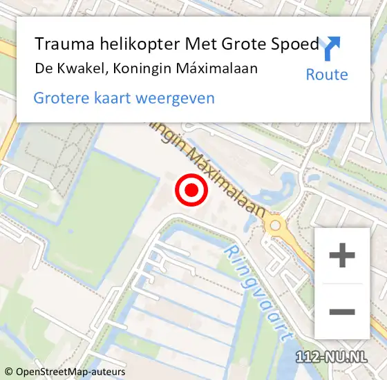 Locatie op kaart van de 112 melding: Trauma helikopter Met Grote Spoed Naar De Kwakel, Koningin Máximalaan op 12 juli 2021 00:52