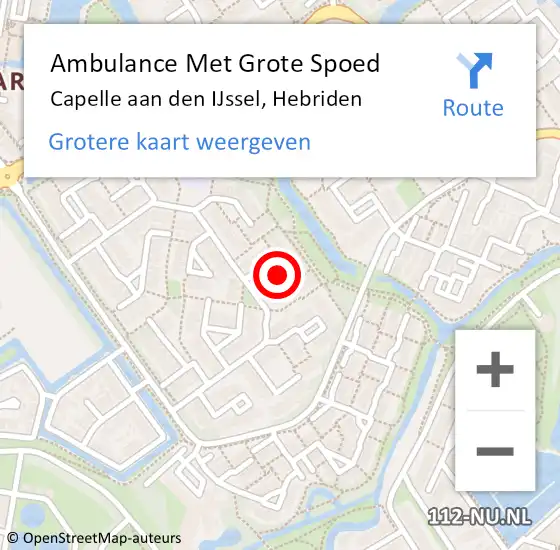 Locatie op kaart van de 112 melding: Ambulance Met Grote Spoed Naar Capelle aan den IJssel, Hebriden op 12 juli 2021 02:53