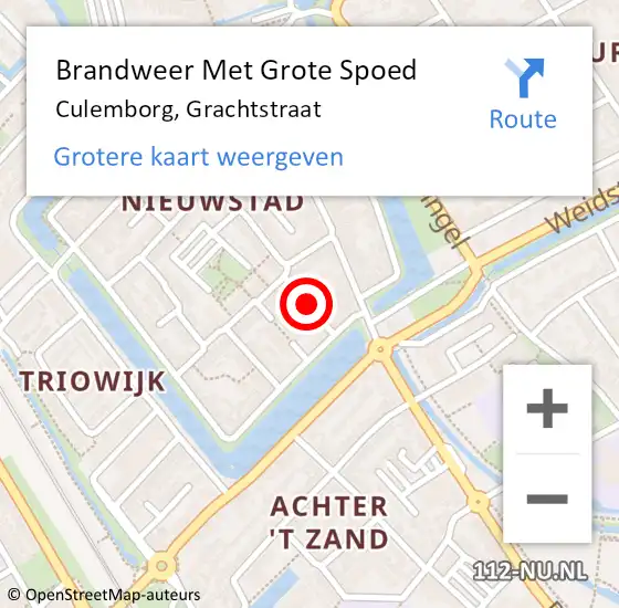 Locatie op kaart van de 112 melding: Brandweer Met Grote Spoed Naar Culemborg, Grachtstraat op 12 juli 2021 03:07