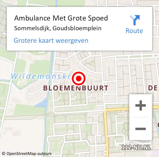 Locatie op kaart van de 112 melding: Ambulance Met Grote Spoed Naar Sommelsdijk, Goudsbloemplein op 12 juli 2021 03:16