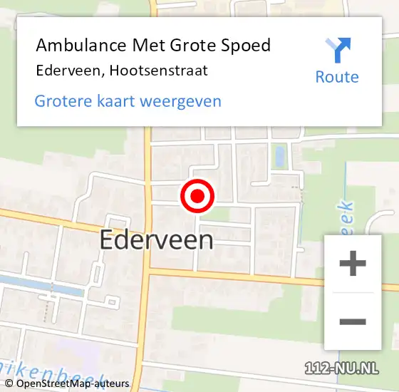 Locatie op kaart van de 112 melding: Ambulance Met Grote Spoed Naar Ederveen, Hootsenstraat op 12 juli 2021 03:30