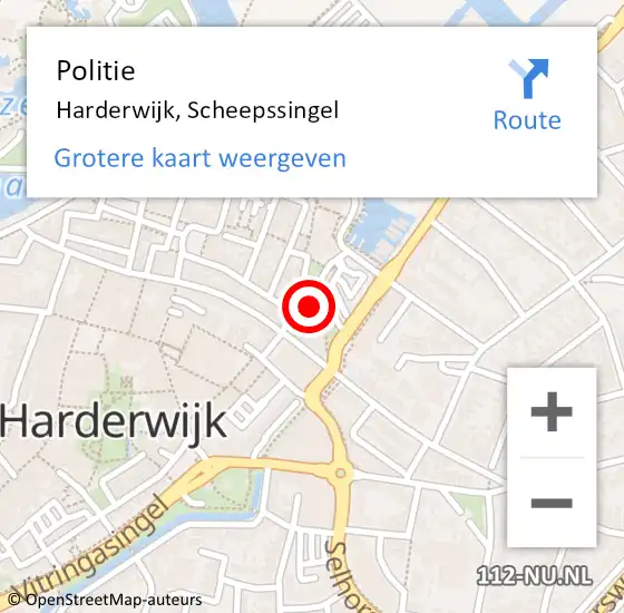 Locatie op kaart van de 112 melding: Politie Harderwijk, Scheepssingel op 12 juli 2021 03:49