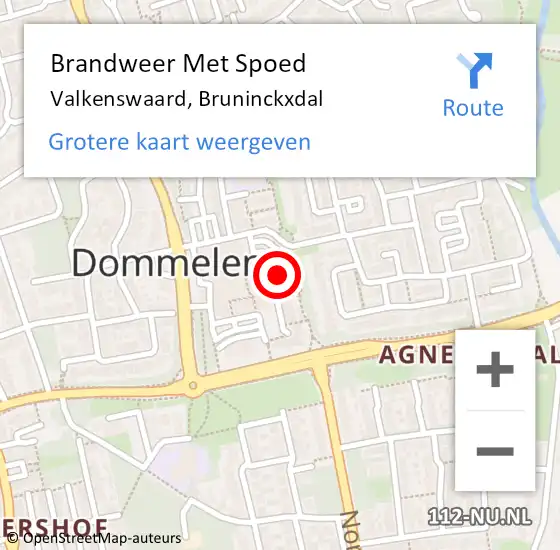 Locatie op kaart van de 112 melding: Brandweer Met Spoed Naar Valkenswaard, Bruninckxdal op 12 juli 2021 04:18