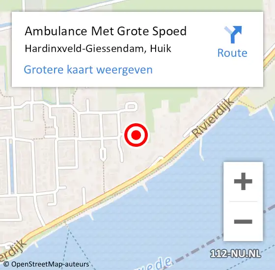 Locatie op kaart van de 112 melding: Ambulance Met Grote Spoed Naar Hardinxveld-Giessendam, Huik op 12 juli 2021 04:27