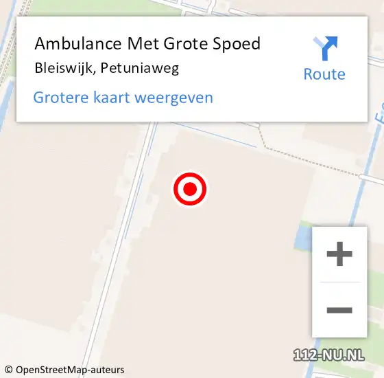 Locatie op kaart van de 112 melding: Ambulance Met Grote Spoed Naar Bleiswijk, Petuniaweg op 12 juli 2021 05:08