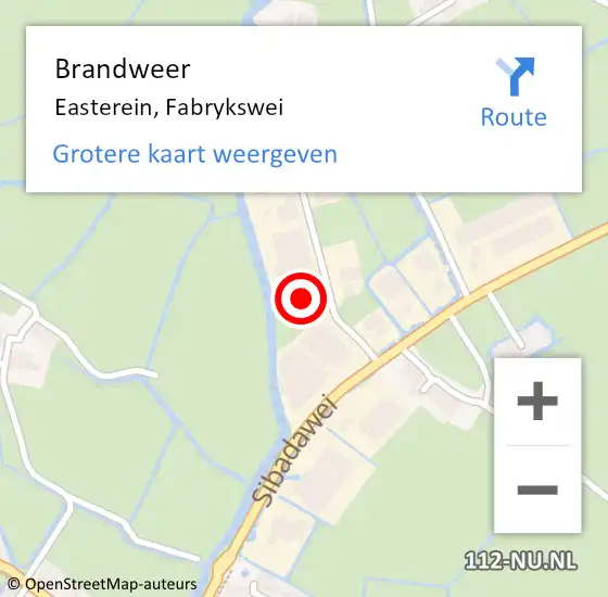 Locatie op kaart van de 112 melding: Brandweer Easterein, Fabrykswei op 12 juli 2021 05:43