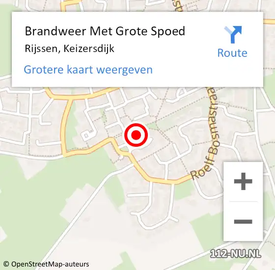 Locatie op kaart van de 112 melding: Brandweer Met Grote Spoed Naar Rijssen, Keizersdijk op 12 juli 2021 08:03