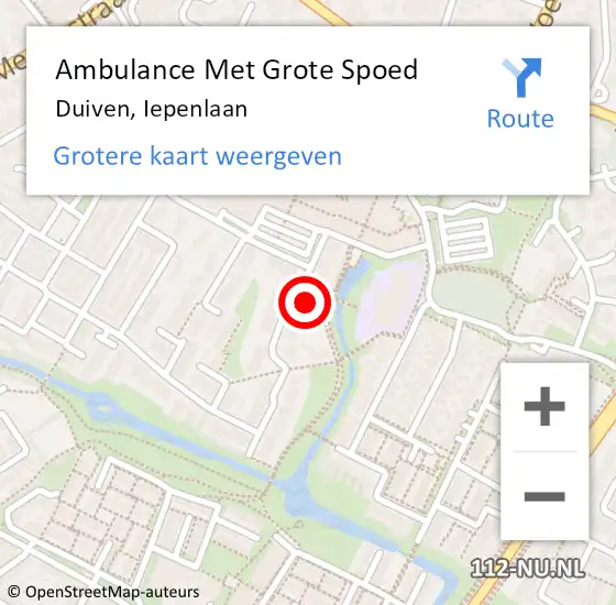 Locatie op kaart van de 112 melding: Ambulance Met Grote Spoed Naar Duiven, Iepenlaan op 12 juli 2021 08:13