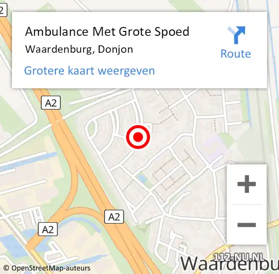 Locatie op kaart van de 112 melding: Ambulance Met Grote Spoed Naar Waardenburg, Donjon op 12 juli 2021 08:14