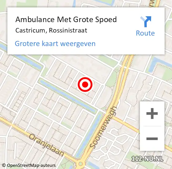 Locatie op kaart van de 112 melding: Ambulance Met Grote Spoed Naar Castricum, Rossinistraat op 12 juli 2021 08:19