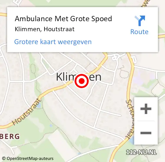 Locatie op kaart van de 112 melding: Ambulance Met Grote Spoed Naar Klimmen, Houtstraat op 16 juni 2014 09:33