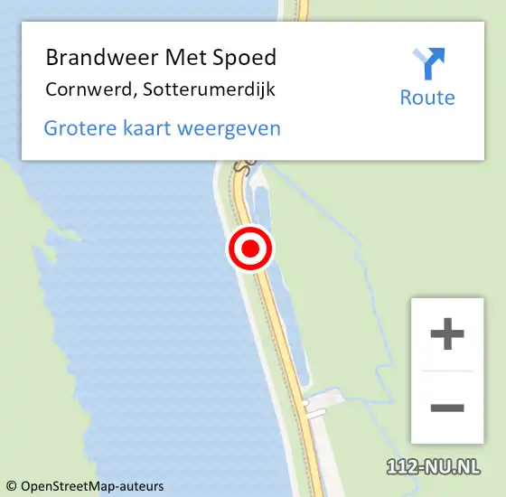 Locatie op kaart van de 112 melding: Brandweer Met Spoed Naar Cornwerd, Sotterumerdijk op 16 juni 2014 09:36