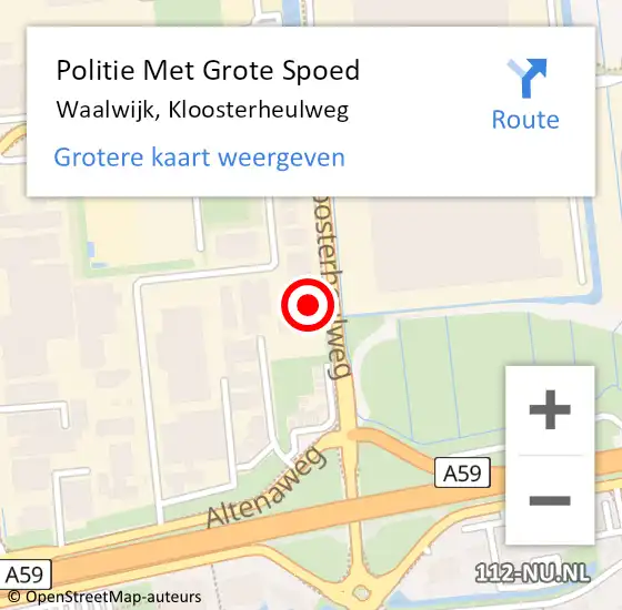 Locatie op kaart van de 112 melding: Politie Met Grote Spoed Naar Waalwijk, Kloosterheulweg op 12 juli 2021 09:03