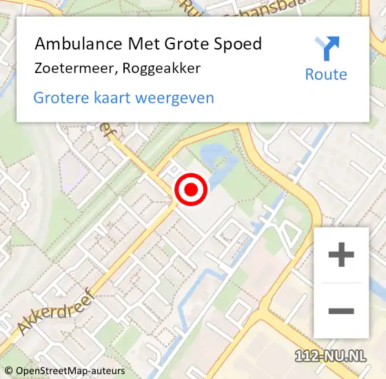 Locatie op kaart van de 112 melding: Ambulance Met Grote Spoed Naar Zoetermeer, Roggeakker op 12 juli 2021 09:24