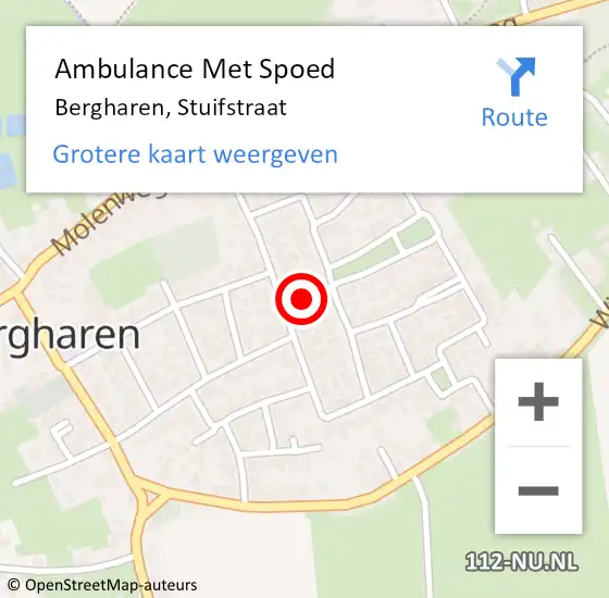 Locatie op kaart van de 112 melding: Ambulance Met Spoed Naar Bergharen, Stuifstraat op 12 juli 2021 09:54