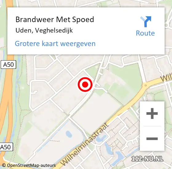 Locatie op kaart van de 112 melding: Brandweer Met Spoed Naar Uden, Veghelsedijk op 12 juli 2021 09:58