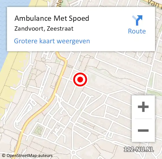 Locatie op kaart van de 112 melding: Ambulance Met Spoed Naar Zandvoort, Zeestraat op 12 juli 2021 10:04