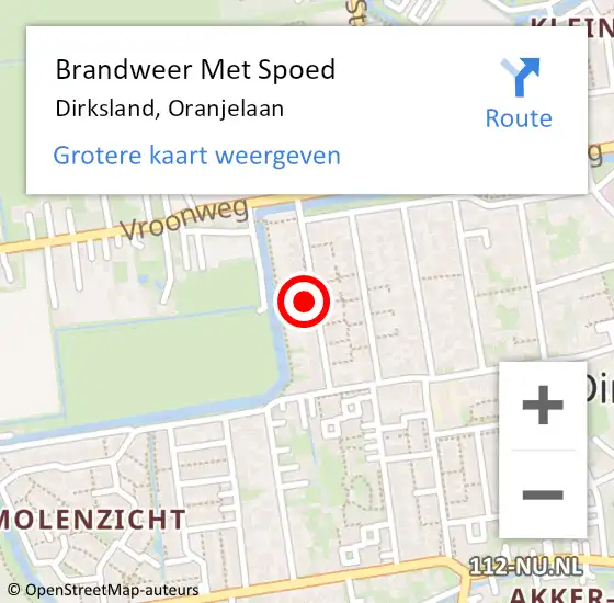 Locatie op kaart van de 112 melding: Brandweer Met Spoed Naar Dirksland, Oranjelaan op 12 juli 2021 10:06