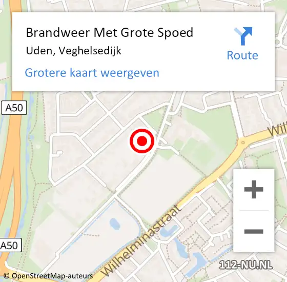 Locatie op kaart van de 112 melding: Brandweer Met Grote Spoed Naar Uden, Veghelsedijk op 12 juli 2021 10:07