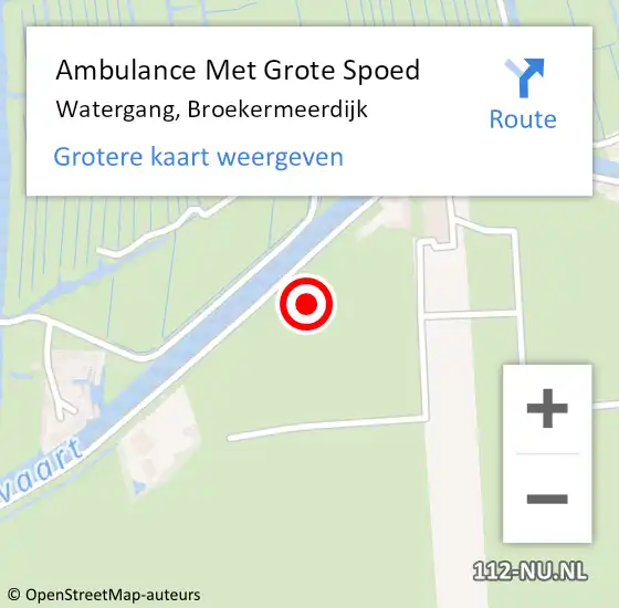 Locatie op kaart van de 112 melding: Ambulance Met Grote Spoed Naar Watergang, Broekermeerdijk op 12 juli 2021 10:21