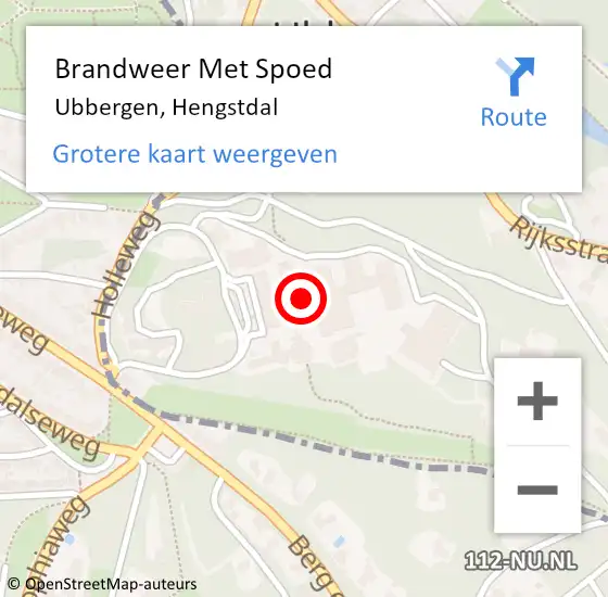 Locatie op kaart van de 112 melding: Brandweer Met Spoed Naar Ubbergen, Hengstdal op 12 juli 2021 10:29