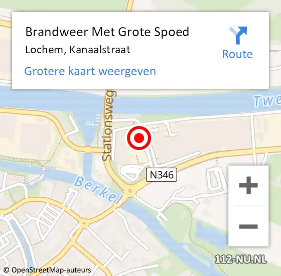 Locatie op kaart van de 112 melding: Brandweer Met Grote Spoed Naar Lochem, Kanaalstraat op 12 juli 2021 10:31